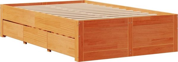 vidaXL Rama κρεβατιού με συρτάρια χωρίς στρώμα, κεχριμπαρένιο καφέ, 120x190 εκ.