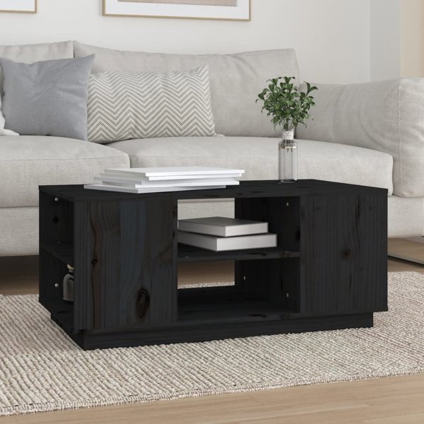 vidaXL vidaXL Stolik kawowy, czarna, 90x49x40,5 cm, lite drewno sosnowe