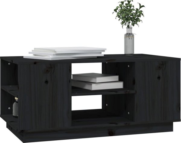 vidaXL vidaXL Stolik kawowy, czarna, 90x49x40,5 cm, lite drewno sosnowe