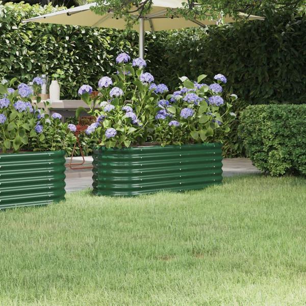 vidaXL vidaXL Donica ogrodowa, malowana proszkowo stal, 114x40x36 cm, zielona