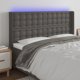 vidaXL Zaglowek do lozka z LED, szary, 147x16x118/128 cm, sztuczna skora