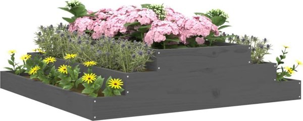 vidaXL Donica, szara, 110x110x27 cm, lite drewno sosnowe