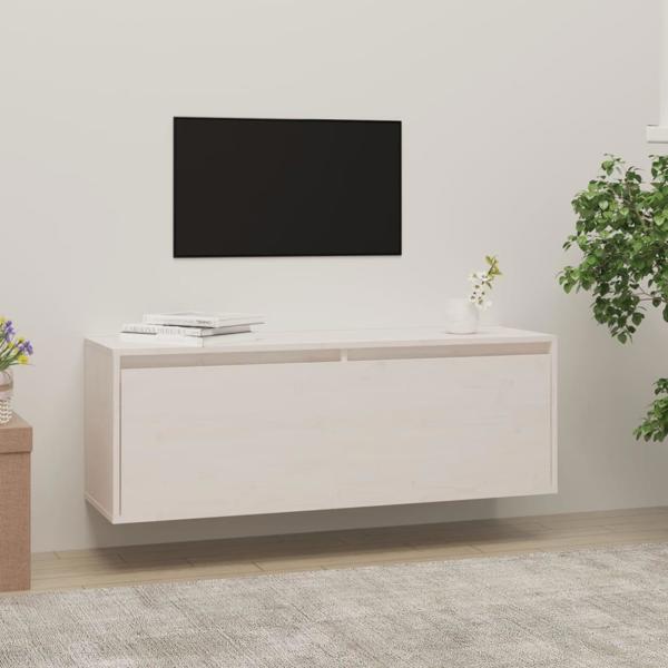 Επιτοίχια ντουλάπα vidaXL, λευκή, 100x30x35 cm, μασίφ πεύκο