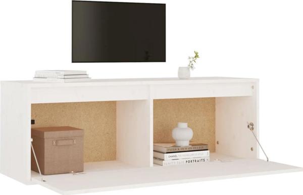 Επιτοίχια ντουλάπα vidaXL, λευκή, 100x30x35 cm, μασίφ πεύκο