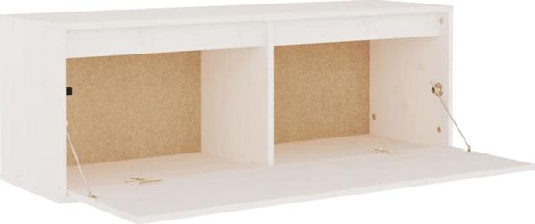 Επιτοίχια ντουλάπα vidaXL, λευκή, 100x30x35 cm, μασίφ πεύκο