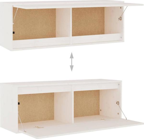 Επιτοίχια ντουλάπα vidaXL, λευκή, 100x30x35 cm, μασίφ πεύκο