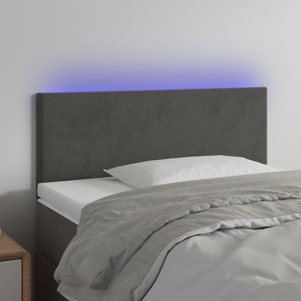 vidaXL Κεφαλάρι για κρεβάτι με LED, σκούρο γκρι, 100x5x78/88 εκ., βελούδο