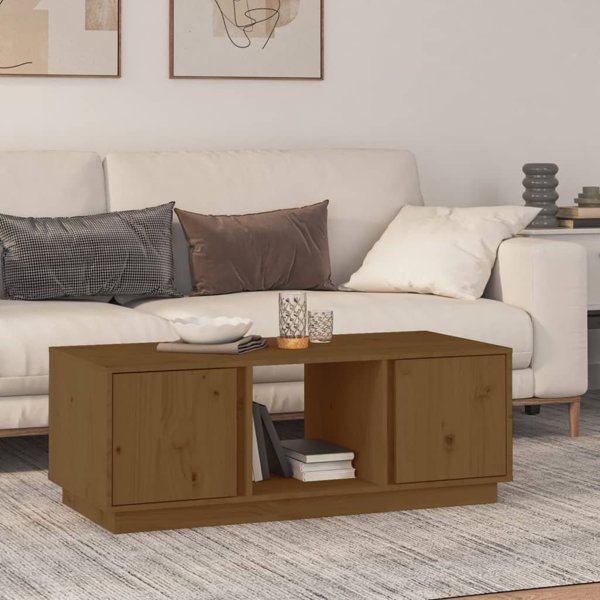 vidaXL Τραπεζάκι σαλονιού, χρώμα καφέ μέλι, 110x50x40 cm, μασίφ πεύκο