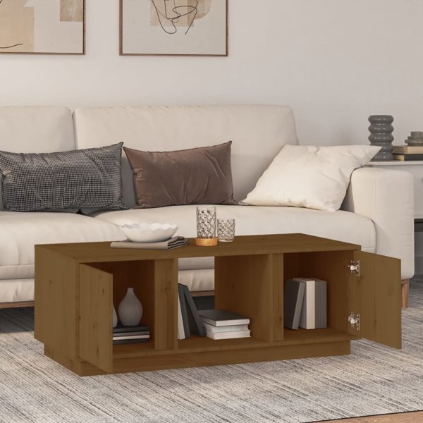 vidaXL Τραπεζάκι σαλονιού, χρώμα καφέ μέλι, 110x50x40 cm, μασίφ πεύκο