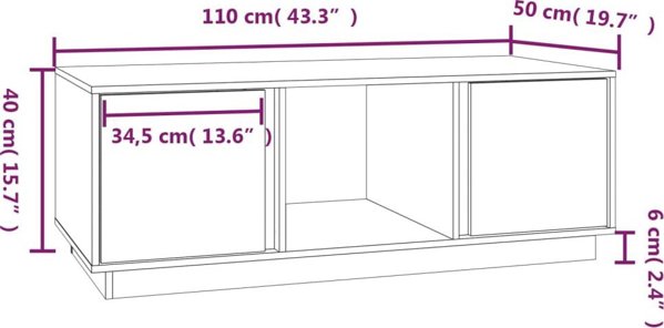 vidaXL Τραπεζάκι σαλονιού, χρώμα καφέ μέλι, 110x50x40 cm, μασίφ πεύκο