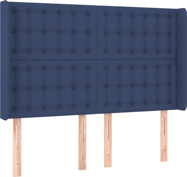vidaXL Κρεβάτι κοντινεντάλ με στρώμα, μπλε, 140x200 εκ, ύφασμα