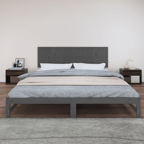 vidaXL Κεφαλάρι κρεβατιού, γκρι, 204x3x60 cm, μασίφ πεύκο