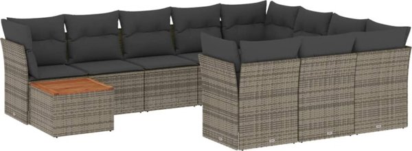vidaXL vidaXL 11-cz. zestaw mebli ogrodowych z poduszkami, szary rattan PE