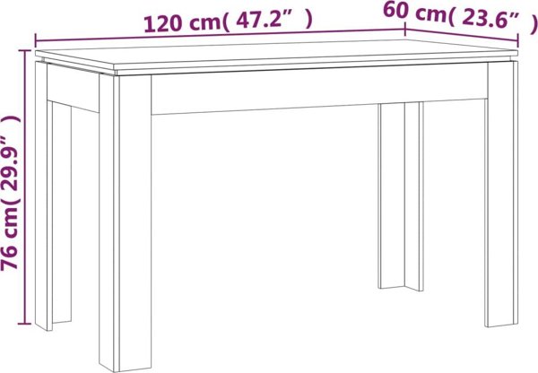 vidaXL Τραπέζι τραπεζαρίας καφέ δρυς 120x60x76 εκ.