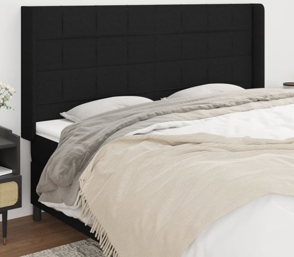 vidaXL Zaglowek uszak czarny, 203x16x118/128 cm, tkanina