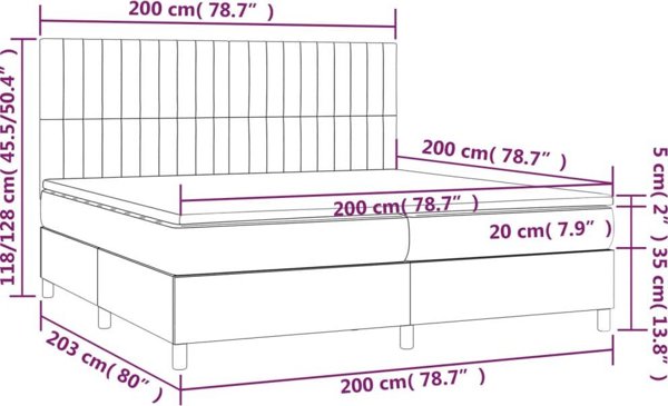 vidaXL Κρεβάτι continental με στρώμα, ταουπ, 200x200 cm, ύφασμα