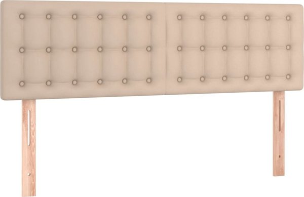 vidaXL Κεφαλάρι κρεβατιού με LED, καφέ cappuccino, 144x5x78/88 εκ., οικολογικό δέρμα