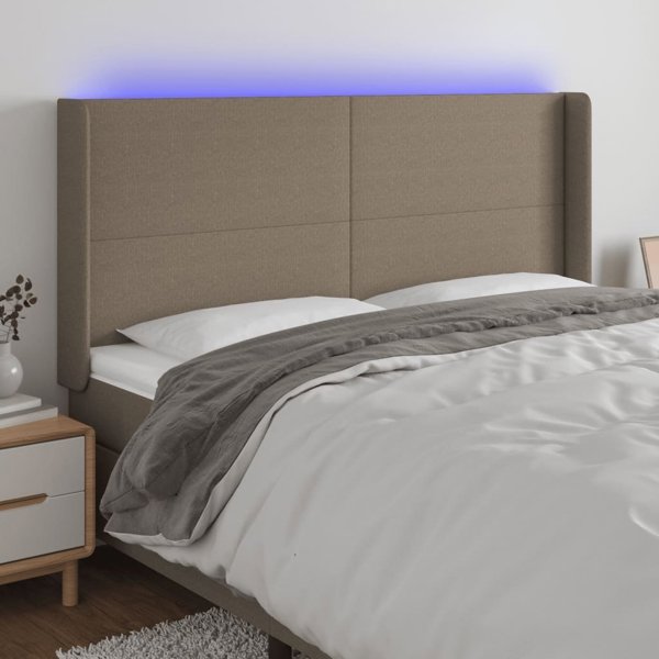 vidaXL Κεφαλάρι κρεβατιού με LED, ταουπέ, 203x16x118/128 εκ., ύφασμα