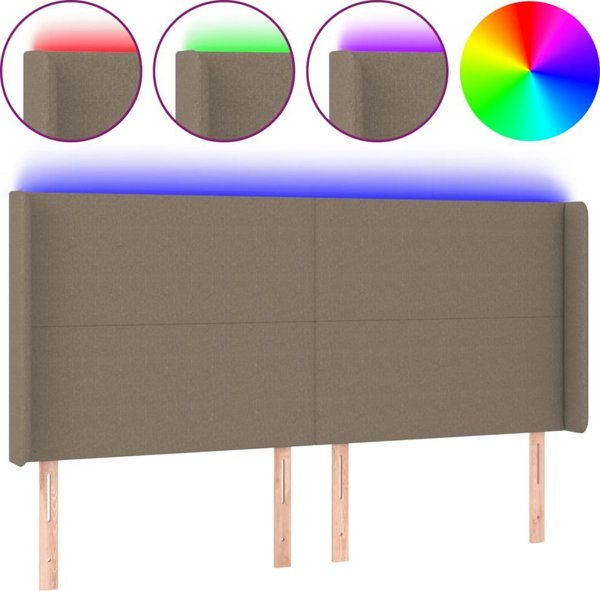 vidaXL Κεφαλάρι κρεβατιού με LED, ταουπέ, 203x16x118/128 εκ., ύφασμα