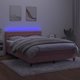 vidaXL Κρεβάτι κοντινεντάλ με στρώμα και LED, ροζ βελούδο, 140x190 εκ