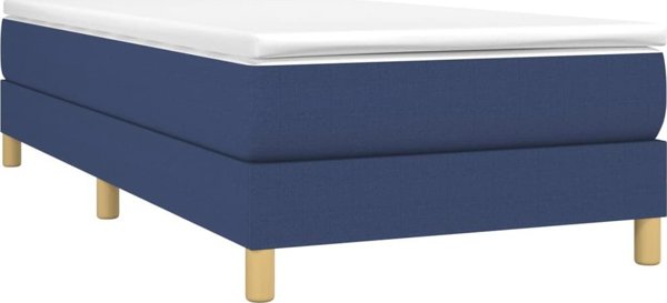 vidaXL Κρεβάτι κοντινεντάλ, μπλε, υφασμάτινο, 100x200 εκ.