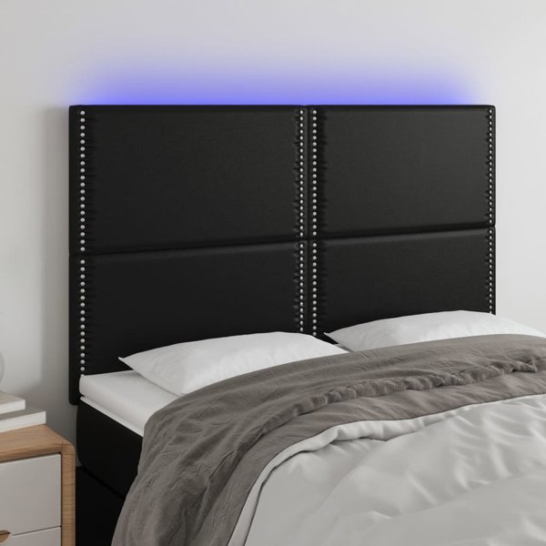 vidaXL Κεφαλάρι κρεβατιού, μαύρο, 144x5x118/128 cm, συνθετικό δέρμα