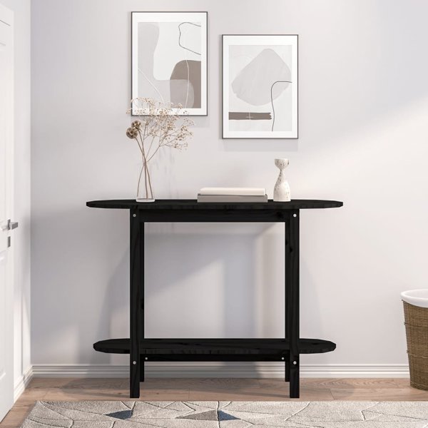 vidaXL Stolik konsolowy, czarny, 110x40x80 cm, lite drewno sosnowe