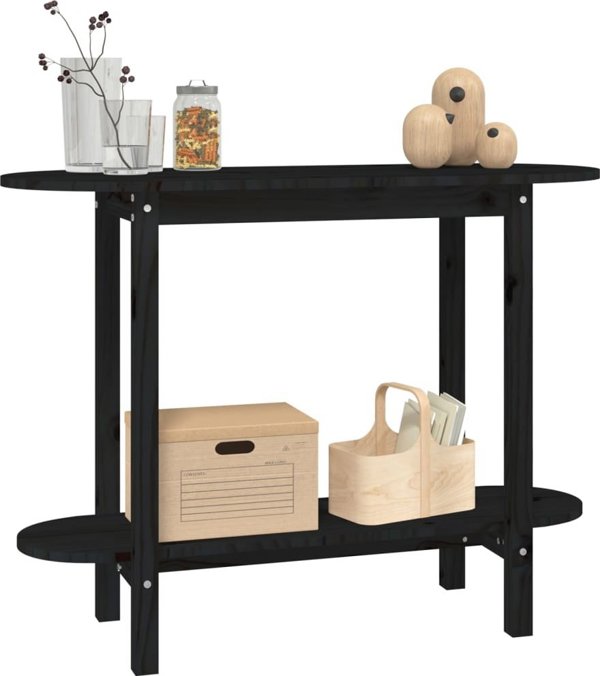 vidaXL Stolik konsolowy, czarny, 110x40x80 cm, lite drewno sosnowe