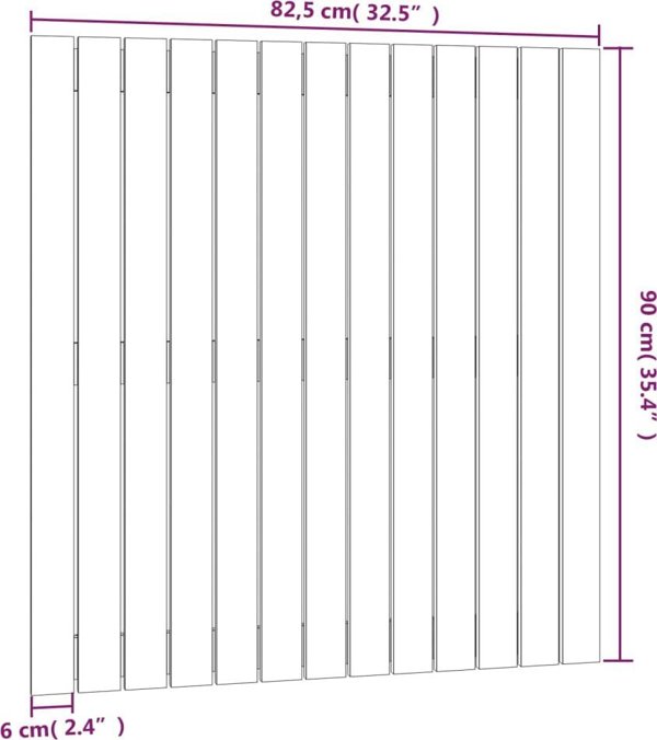 vidaXL κεφαλάρι κρεβατιού, μαύρο, 82,5x3x90 cm, μασίφ πεύκο