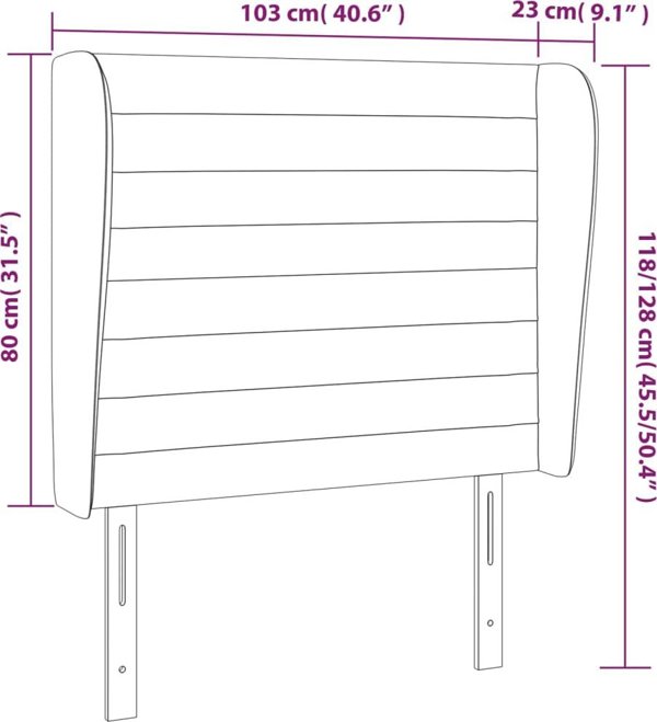 vidaXL Zaglokos uszak, ροζ, 103x23x118/128 cm, βελούδο
