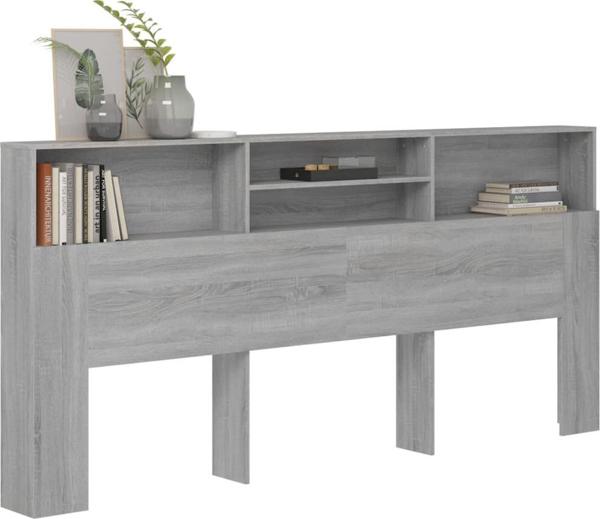 vidaXL Κεφαλάρι κρεβατιού με ράφια, γκρι δρυς Sonoma, 220x19x103,5 cm