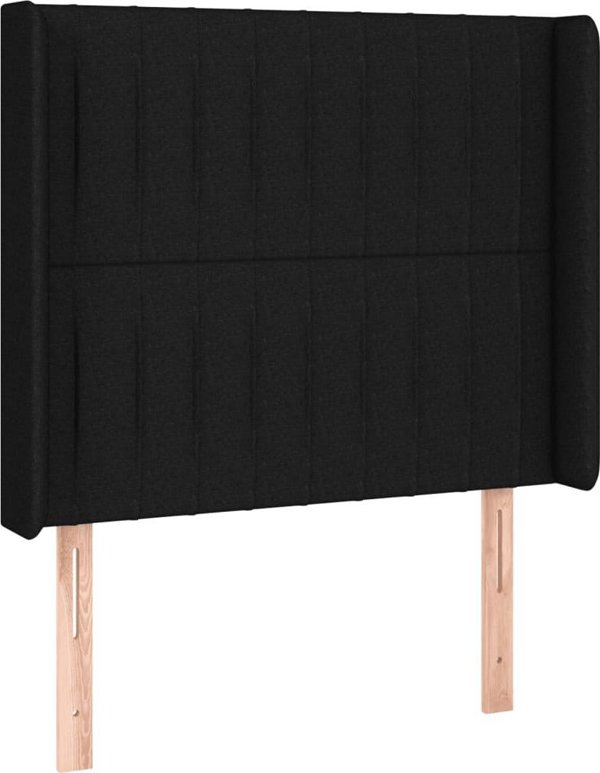 vidaXL Zaglowek do lozka z LED, czarny, 103x16x118/128 cm, tkanina