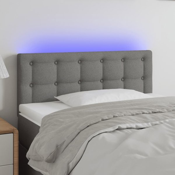 vidaXL Zaglowek do lozka z LED ciemnoszary 90x5x78/88 cm tkanina