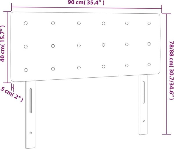 vidaXL Zaglowek do lozka z LED ciemnoszary 90x5x78/88 cm tkanina