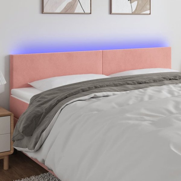 vidaXL vidaXL Κεφαλάρι κρεβατιού με LED, ροζ, 160x5x78/88 cm, βελούδο