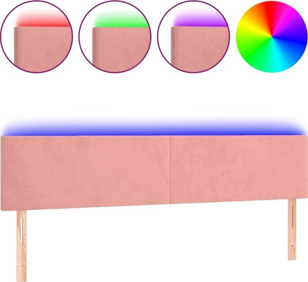 vidaXL vidaXL Κεφαλάρι κρεβατιού με LED, ροζ, 160x5x78/88 cm, βελούδο