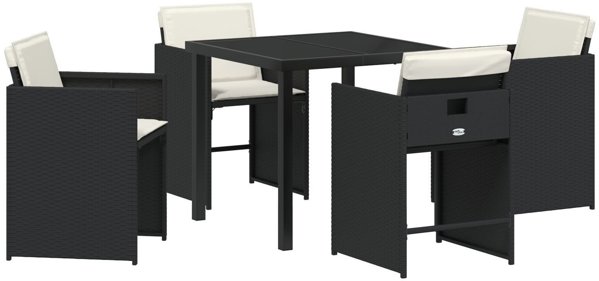Σετ 5 Καρεκλών Κήπου vidaXL από Μπεζ Polyrattan με Μαξιλάρια