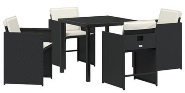 Σετ 5 Καρεκλών Κήπου vidaXL από Μπεζ Polyrattan με Μαξιλάρια
