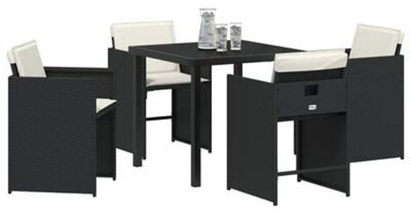 Σετ 5 Καρεκλών Κήπου vidaXL από Μπεζ Polyrattan με Μαξιλάρια