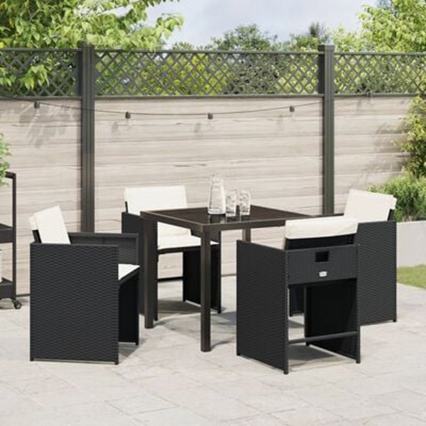 Σετ 5 Καρεκλών Κήπου vidaXL από Μπεζ Polyrattan με Μαξιλάρια
