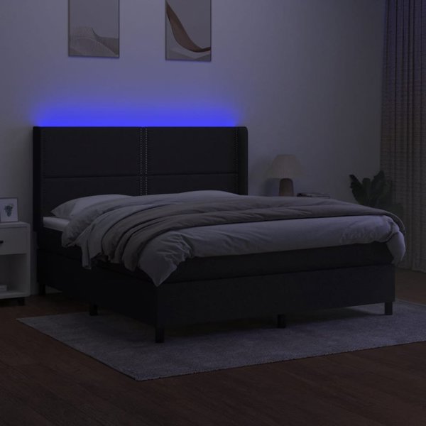 vidaXL Κρεβάτι Kontynentalne με στρώμα, μαύρο, 160x200 cm, ύφασμα