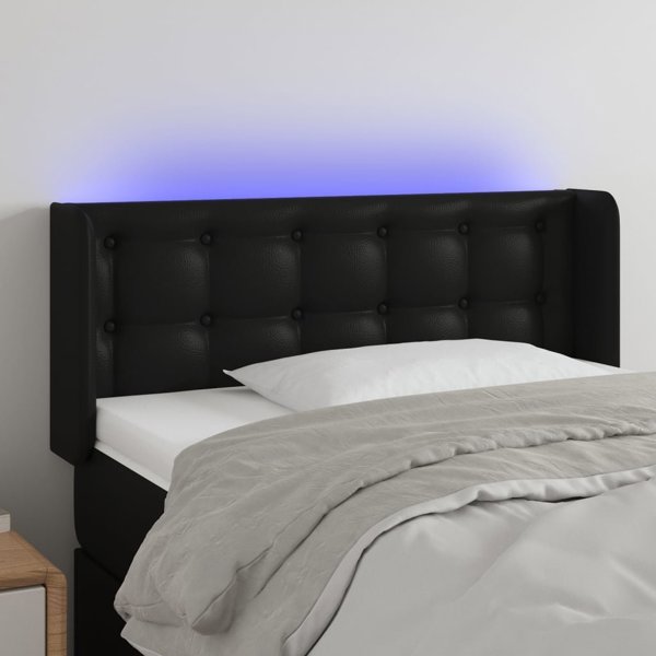 vidaXL Κεφαλάρι κρεβατιού με LED, μαύρο, 103x16x78/88 cm, τεχνητό δέρμα