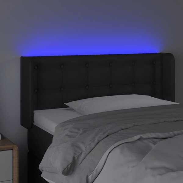 vidaXL Κεφαλάρι κρεβατιού με LED, μαύρο, 103x16x78/88 cm, τεχνητό δέρμα