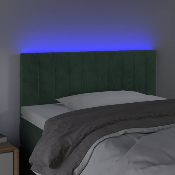 vidaXL Κεφαλάρι Κρεβατιού με LED, Σκούρο Πράσινο, 100x5x78/88 cm, Βελούδο