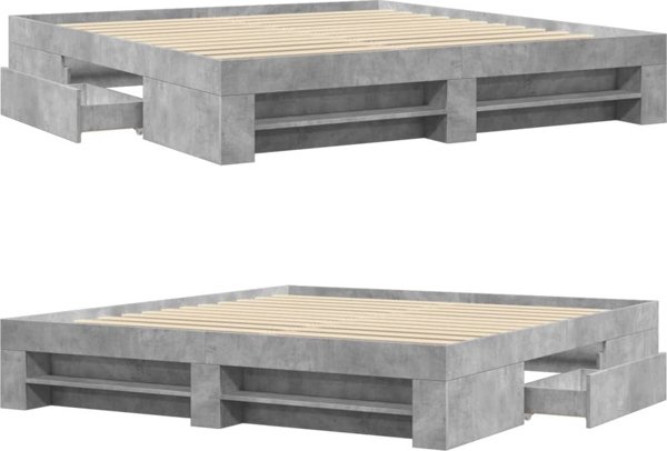 vidaXL Κορνίζα Κρεβατιού 200x200 cm, Γκρι Σκυροδέματος, Ξύλινο Σύνθετο Υλικό