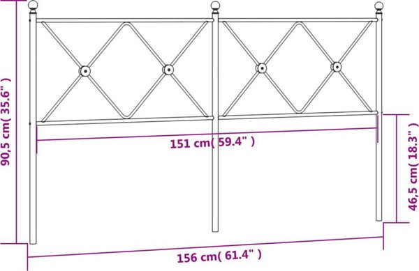 vidaXL Μεταλλική Κεφαλάρια, Μαύρο, 150 εκ.
