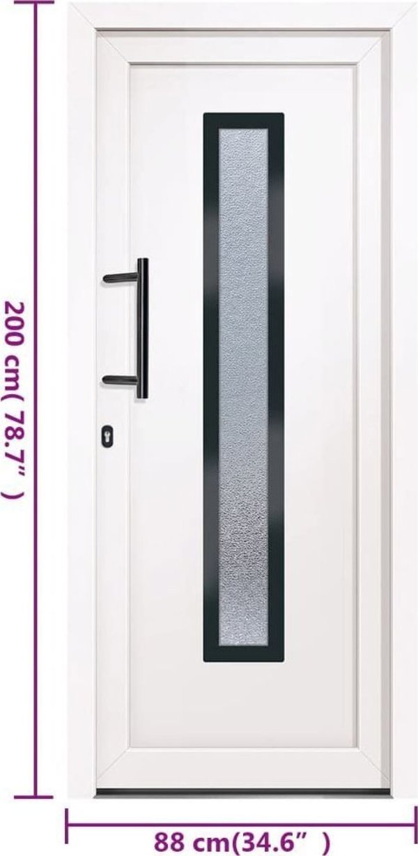 vidaXL Εξωτερική Πόρτα εισόδου, λευκή, 88x200 cm, PVC