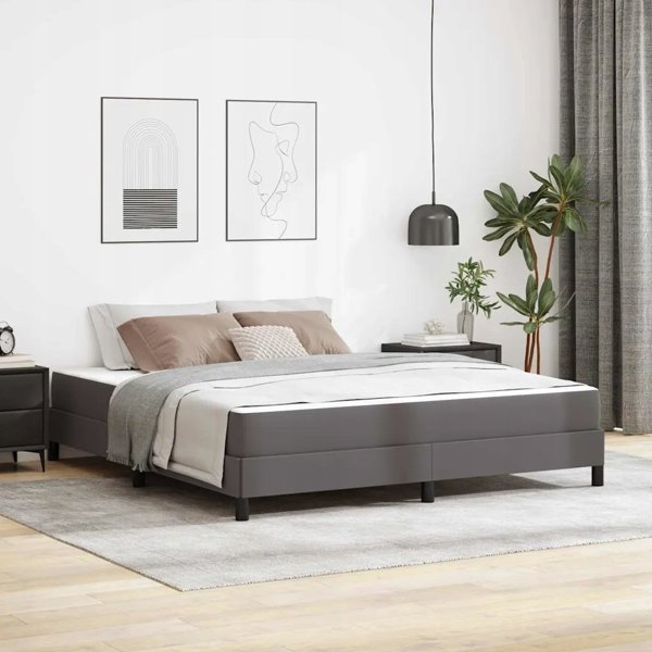 vidaXL Πλαίσιο κρεβατιού με στρώμα Γκρι 180 x 200 cm από ύφασμα