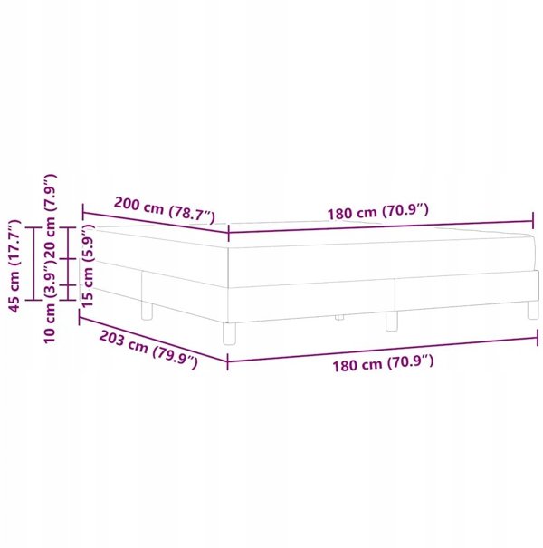vidaXL Πλαίσιο κρεβατιού με στρώμα Γκρι 180 x 200 cm από ύφασμα