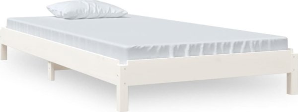 vidaXL Λευκό στοίβαγμα κρεβάτι, 90x190 cm, μασίφ πεύκο